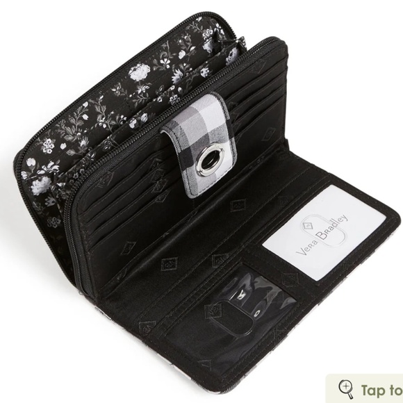 Vera Bradley RFID Turnlock Wallet in Cotton Kingbird Plaid - Picture 3 of 3